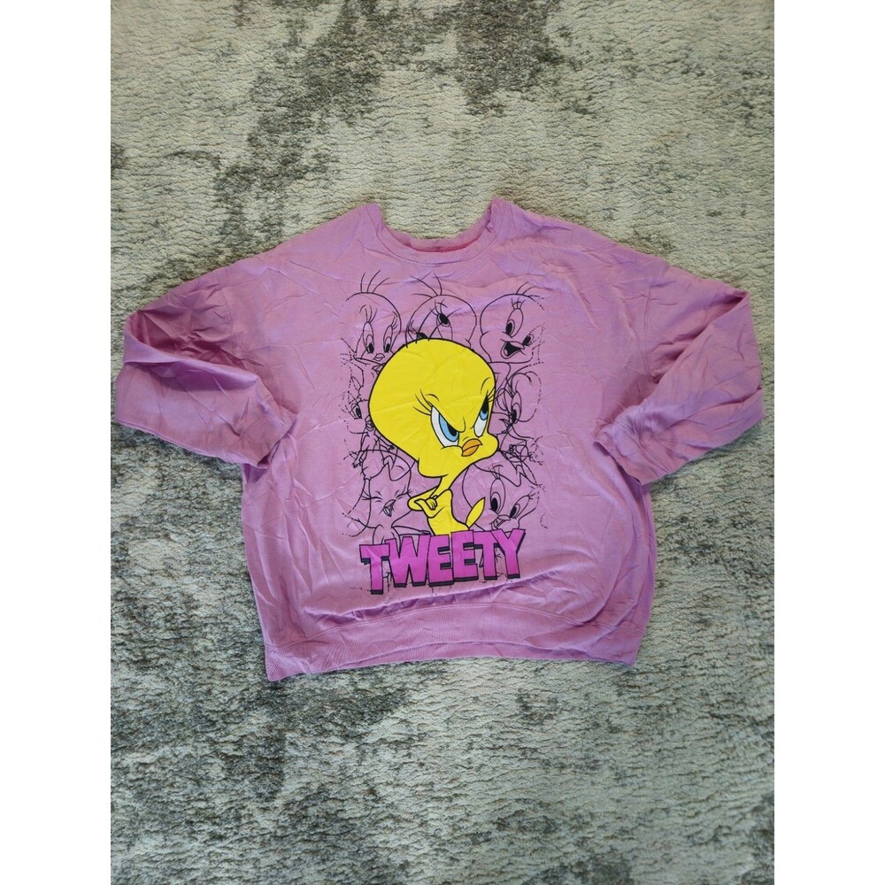 Tweety Bird Looney Tunes Size XL Pink Vintage Sweatshirt